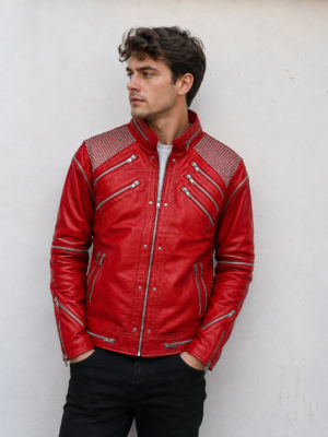 Michael Jackson Beat It Red Leather Jacket